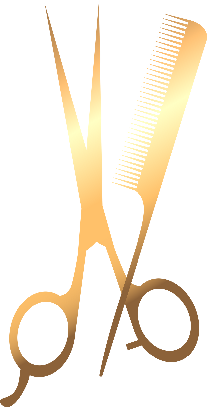 Golden comb and scissors